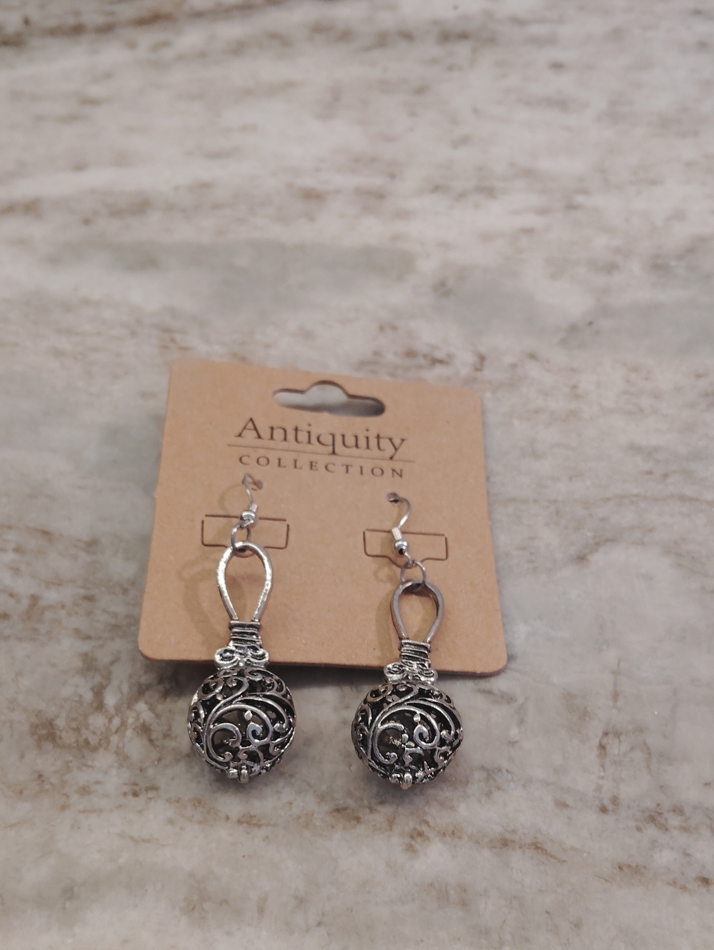 Silver Filigree Orb Drop Earrings